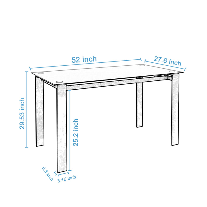[Flash Sale]7&5 Piece Dining Table Set 1 Glass Dining Table + 6 Or 4 PU Chairs Black Kitchen Breakfast Furniture[US-W]