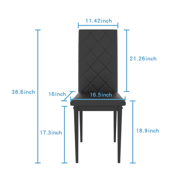 [Flash Sale]7&5 Piece Dining Table Set 1 Glass Dining Table + 6 Or 4 PU Chairs Black Kitchen Breakfast Furniture[US-W]