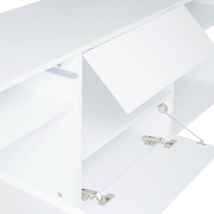[Flash Sale]Modern Minimalist Led Light TV Stand 2022 NEW Acrylic Glass White TV Cabinet 63"x13.8"x18.9" TV Bench[US-W]