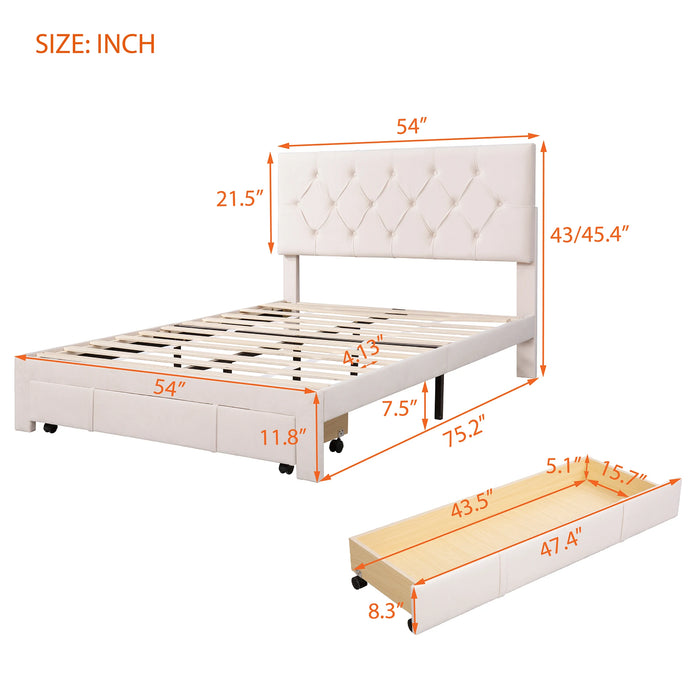Full /Queen Size Storage Bed Velvet Upholstered Platform Bed with a Big Drawer,Velvet Upholstered Storage Platform Bed