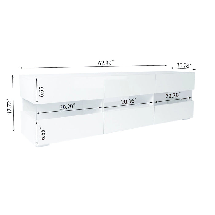 [Flash Sale]Modern Minimalist Led Light TV Stand 2022 NEW Acrylic Glass White TV Cabinet 63"x13.8"x18.9" TV Bench[US-W]