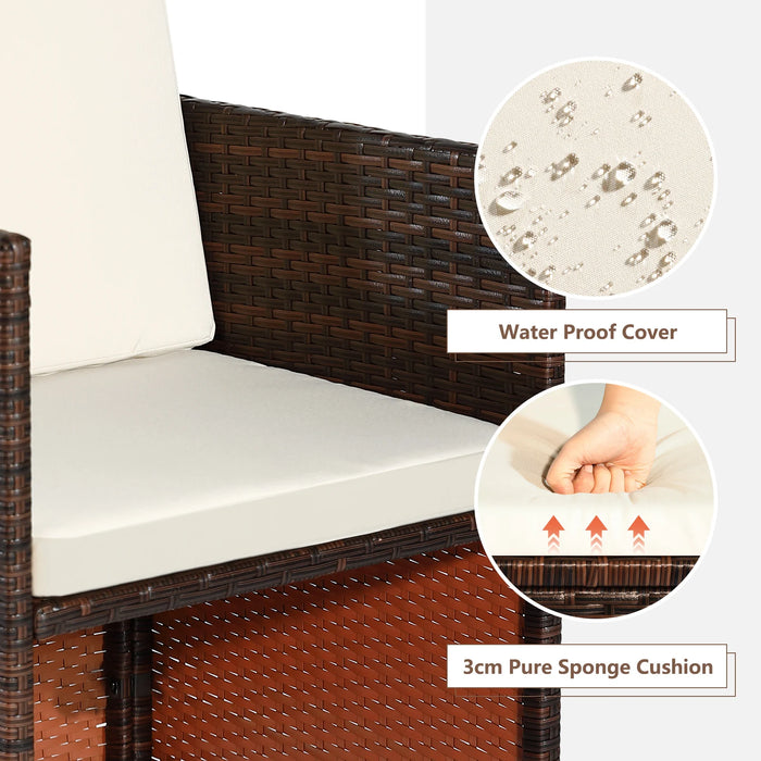 [Flash Sale]5-Piece Rattan Dining Table Set Include 1 Rectangle PE Wicker Table+2 Armchairs+2 Ottoman for Patio Poolside Garden