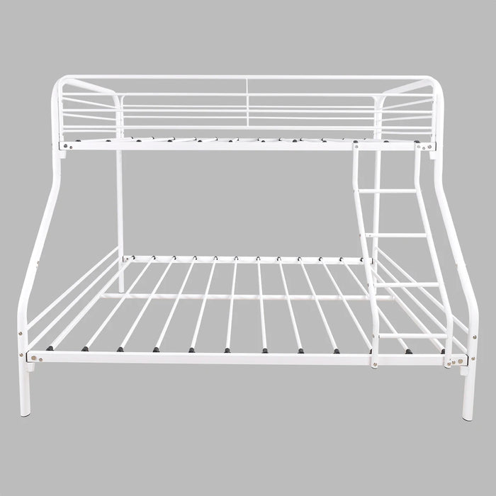 [Flash Sale]Twin-Over-Full Bunk Metal Bed Closed Upper Bunk White[US-Stock]