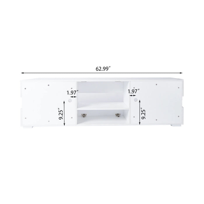 [Flash Sale]Modern Minimalist Led Light TV Stand 2022 NEW Acrylic Glass White TV Cabinet 63"x13.8"x18.9" TV Bench[US-W]