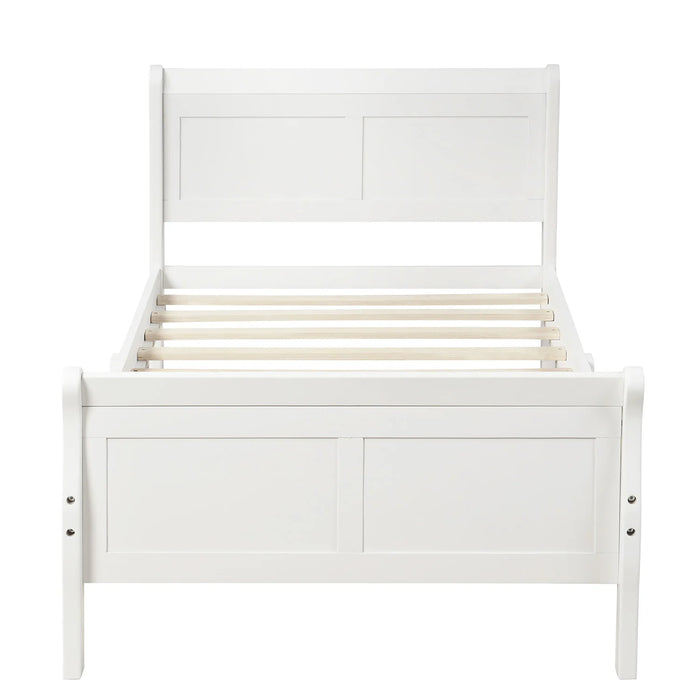 Wood Platform Bed Twin Bed Frame Mattress Foundation Sleigh Bed with Headboard/Footboard/Wood Slat Support Bedroom Furniture