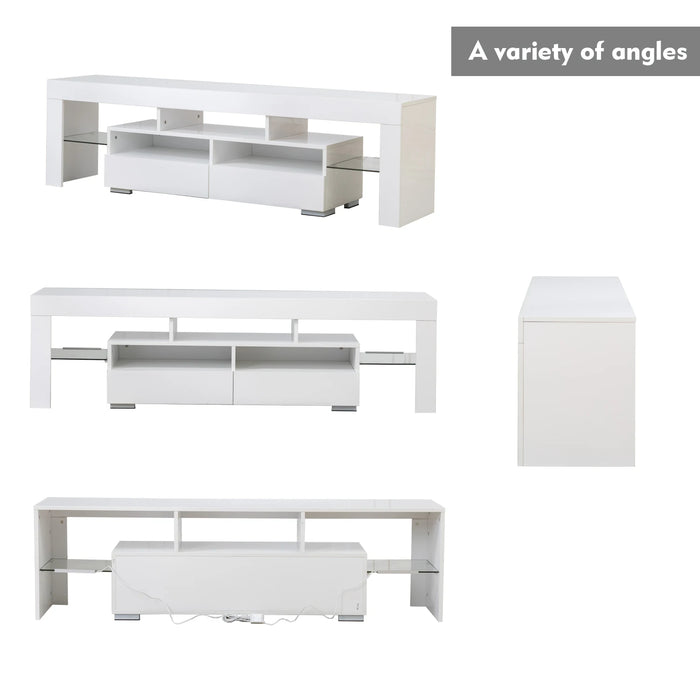 [Flash Sale] 2022 NEW Wood Media Storage Console TV Stand for 65 Inch TV Flat Screen TV Cabinet Gaming Consoles W/LED[US-W]