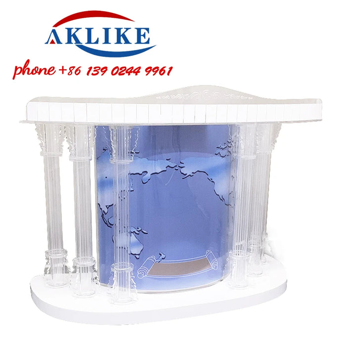 2024 AKLIKE Furniture Cross Lectern Modern Rostrum Clear Acrylic Church Pulpit With Led Podium Stand Free Shipping
