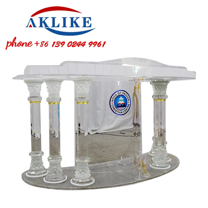 2024 AKLIKE Modern Furniture Clear Acrylic Church Pulpit Acrylic Crystal Nice Lectern Portable Podium Stand Free Shipping