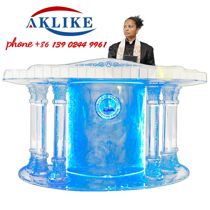 2024 AKLIKE Modern Furniture Clear Acrylic Church Pulpit Acrylic Crystal Nice Lectern Portable Podium Stand Free Shipping