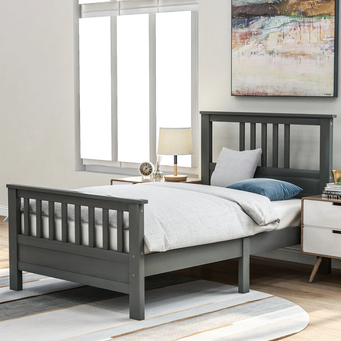 Wood Platform Bed with Headboard and Footboard  Twin/Full  Bedroom Furniture