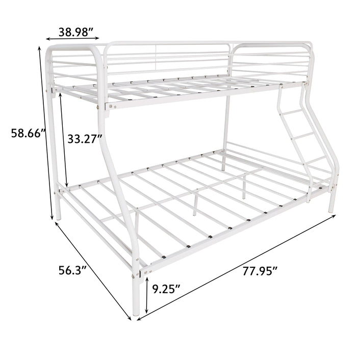 [Flash Sale]Twin-Over-Full Bunk Metal Bed Closed Upper Bunk White[US-Stock]