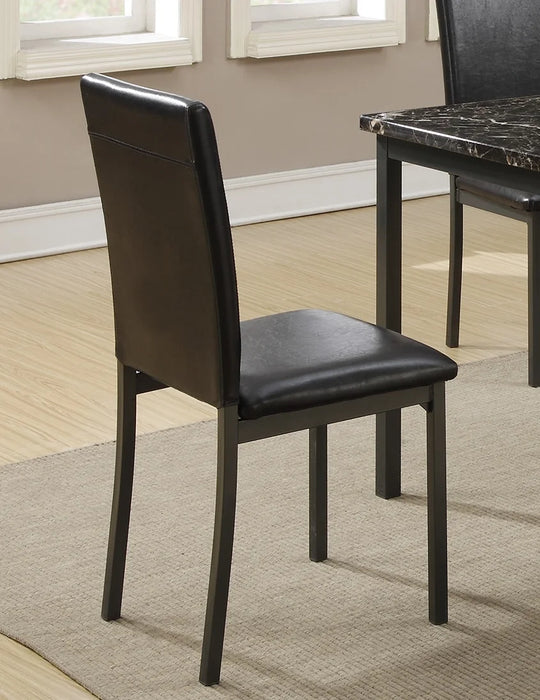 5pc  Dining Table Set Dining Room Furniture Table And 4x Chairs Faux Marble Top table Black Faux Leather Chairs Home Kitchen