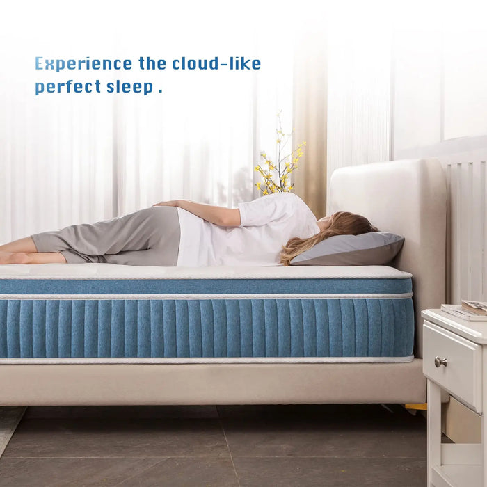 Rimensy-King Hybrid Mattress in a Box, Gel Foam Mattress, Individually Wrapped Pocket Coils, Innerspring Mattre