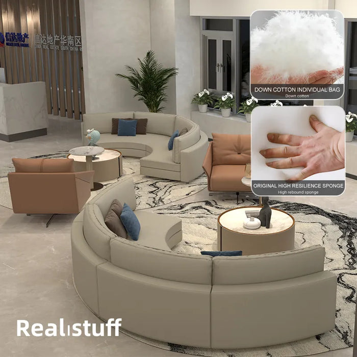Curved sofa reception area negotiation area multi-person sofa combination light luxury sofa