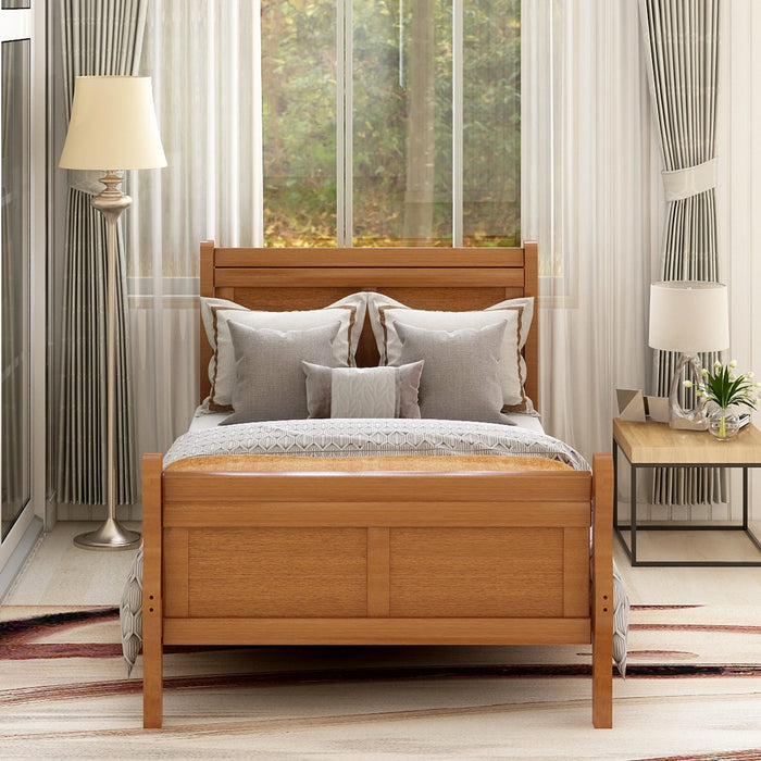 Wood Platform Bed Twin Bed Frame Mattress Foundation Sleigh Bed with Headboard/Footboard/Wood Slat Support Bedroom Furniture