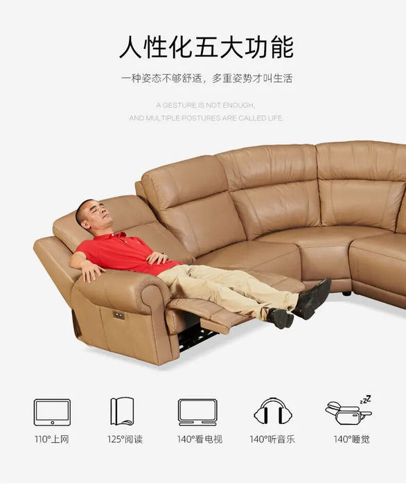 living room Sofa bed set диван мебель кровать muebles de sala  U shape recliner real genuine leather sofa cama puff asiento sala