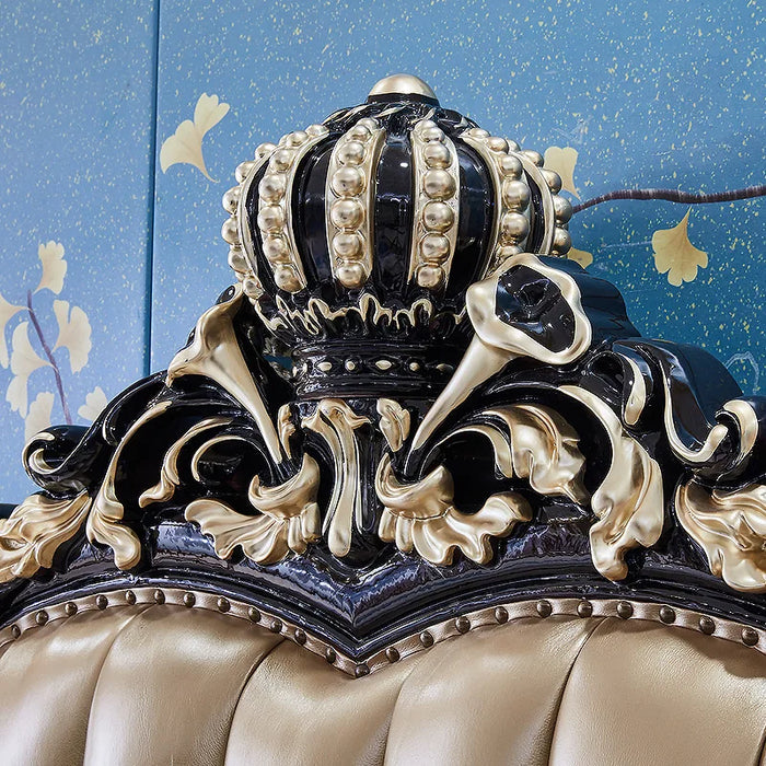 Luxurious European bedroom furniture Crown solid wood bed ebony double bed princess bed