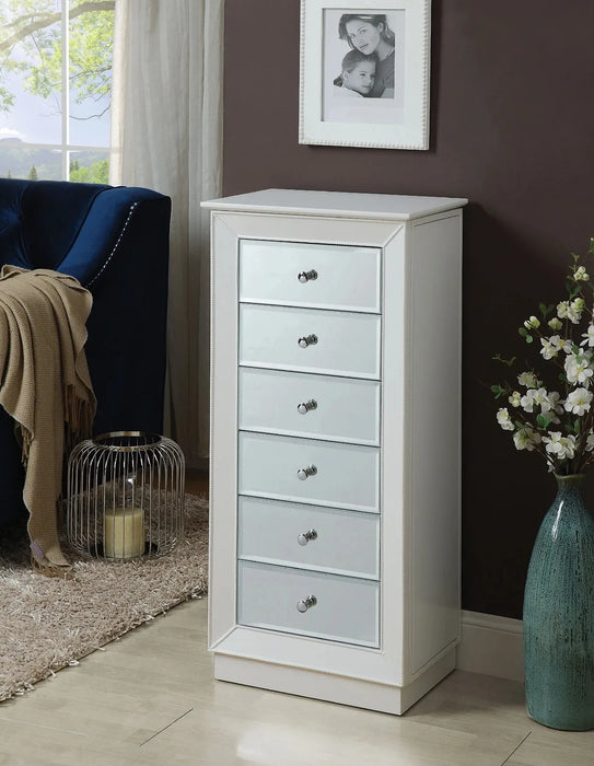 Standing Jewelry Armoire with Mirror Talor Jewelry Armoire in White US Warehouse