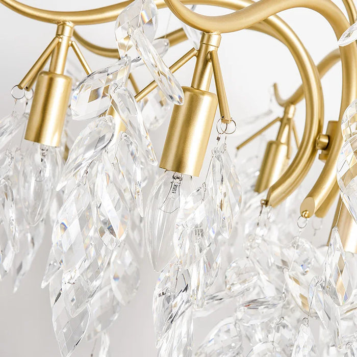 American Crystal Chandeliers Lighting Fixtures Golden Luxury Suspended Led Chandeliers for Restaurant Livingroom Bedroom Aisle