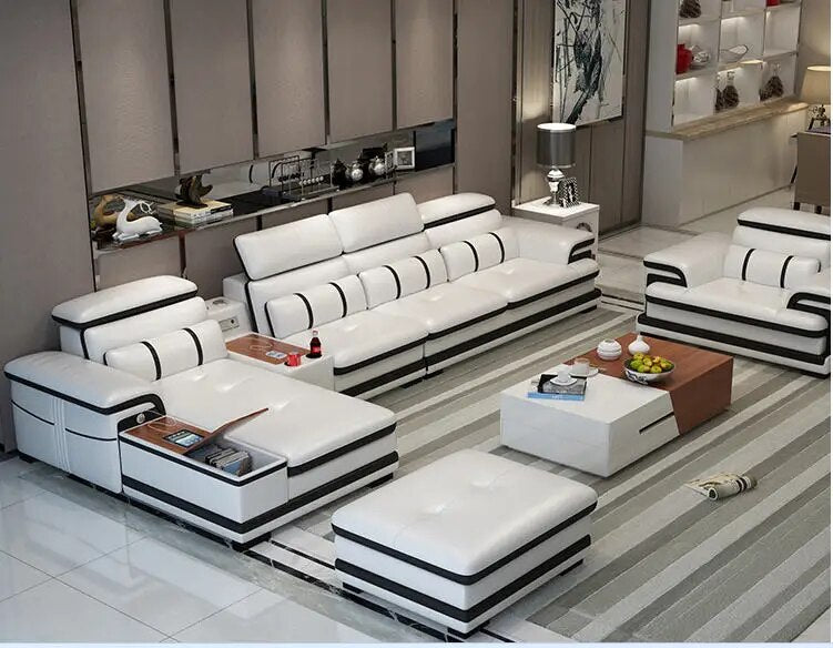 Living Room Sofa set corner sofa speaker real genuine cow leather sectional sofas minimalist muebles de sala moveis para casa