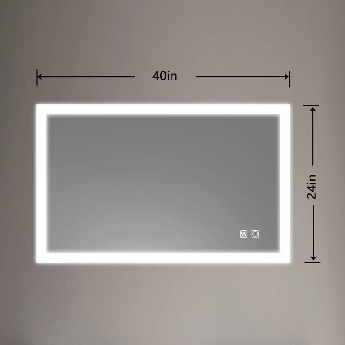 US Warehouse 40 x 24 inch Backlit LED Lighted Bathroom/Vanity Mirror+Anti Fog+Dimmable+Touch Button+Slim+90 CRI+Waterproof IP44