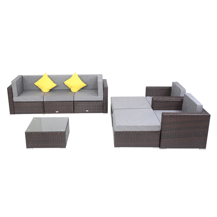 Two Styles US Warehouse 8 Pieces Patio PE Wicker Rattan Corner Sofa Set Patio Furniture Set In Stock  for the outdoors and Patio