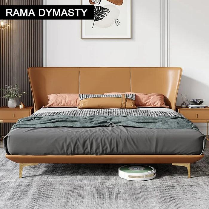 RAMA DYMASTY Genuine Leather Soft Bed Modern Design Fashion King/Queen Size Bedroom Furniture