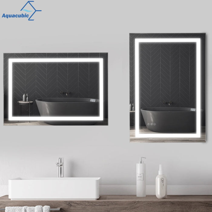 24 X 36 Inch Led Mirror Bathroom Wall Mounted 3 Brightness X3 Colors Anti-Fog Waterproof Back Mackup