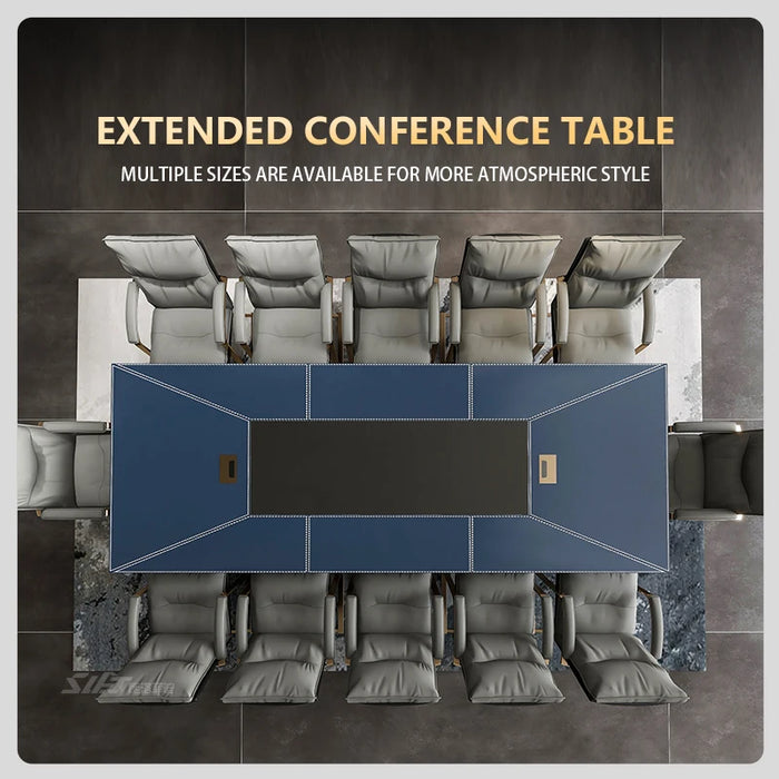 Shiluofeidi large conference table long table leather conference room table and chair combination rectangular light luxury meeti