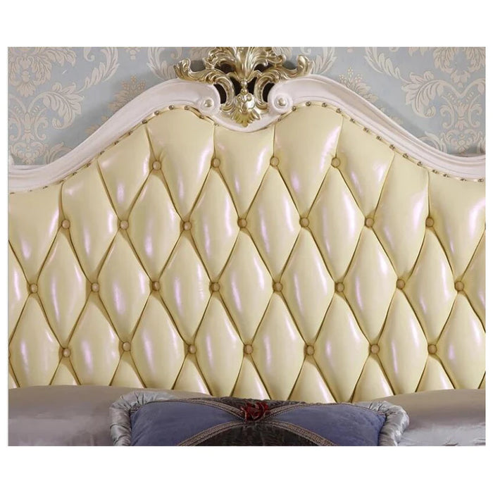 modern european solid wood bed 2 people Fashion Carved  leather  french bedroom furniture xhc007