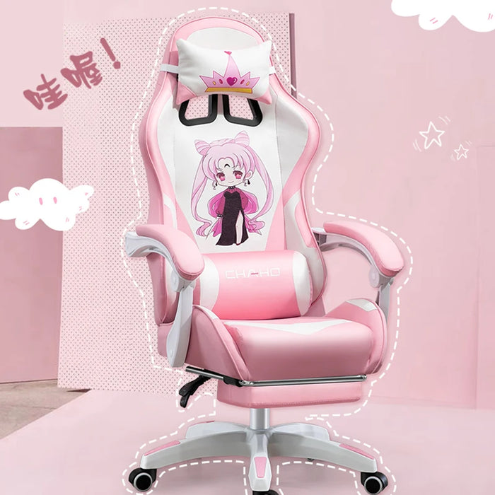 New Cute Cartoon gaming chair girls pink reclining computer chair home comfortable anchor live chair Internet cafe gamer chair