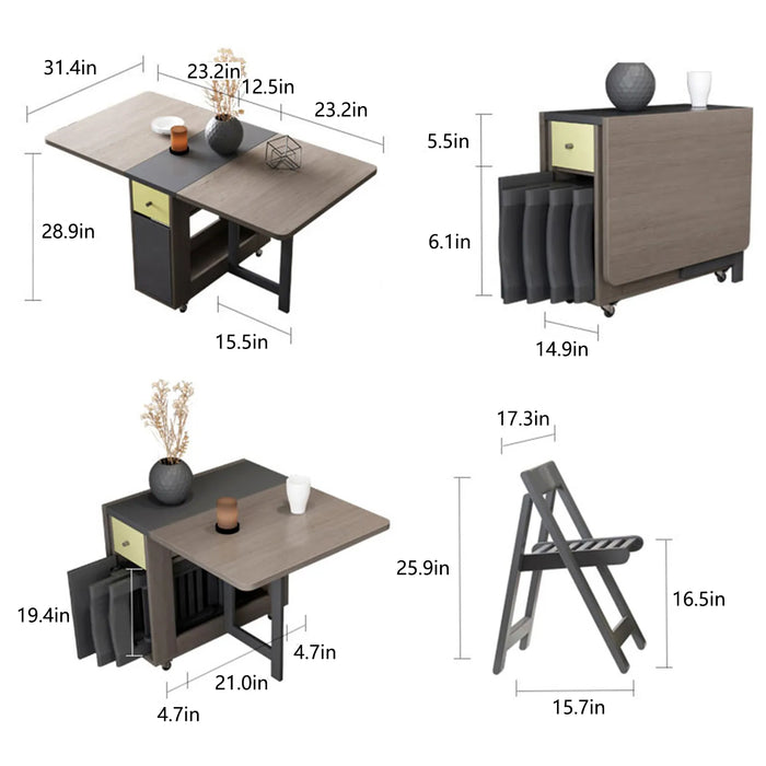 Fashion Folding Dining Table Furniture yemek masasi Multifunctional Rectangle Foldable Dining Table Folding Chairs