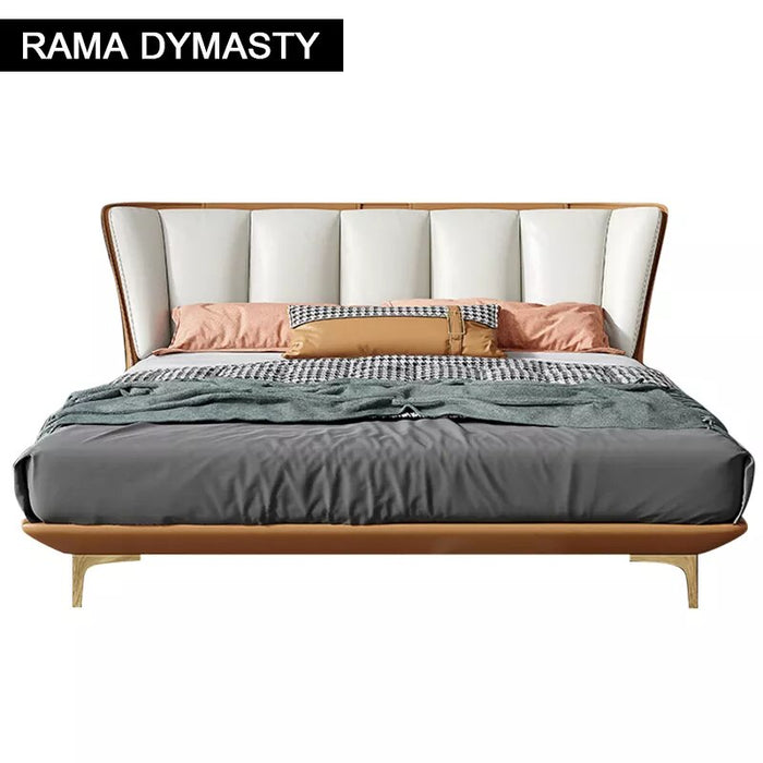 RAMA DYMASTY Genuine Leather Soft Bed Modern Design Fashion King/Queen Size Bedroom Furniture