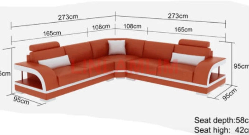 Linlamlim living room Sofa bed functional genuine leather couch waiting room Nordic sala U shape corner and coffee table muebles