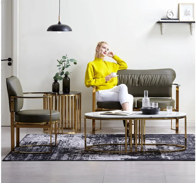 Nordic iron sofa combination light luxury ins wind net red clothing store beauty studio small sofa double seat