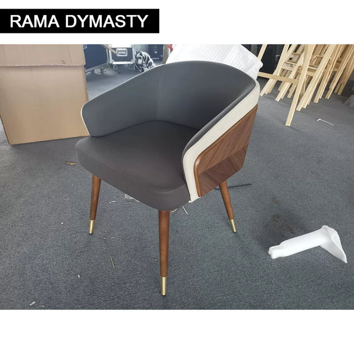 Modern Leisure Dining Chairs Simple Creative Ins Home Furniture Nordic Restaurant Solid Wood Chair Leather Art Backrest Stool