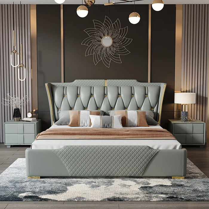 leather bed modern minimalist 1.8 meters double bed master bedroom ins bed high-end atmospheric storage bed wedding bed