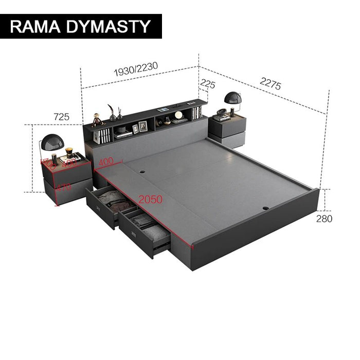 Modern bedroom furniture 1.5/1.8M multifunctional plate storage bed