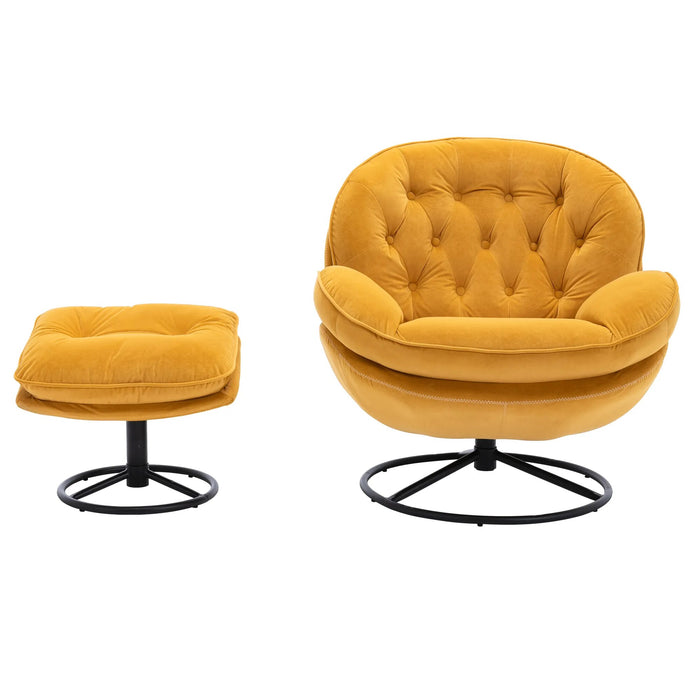 Accent chair TV Chair Living room Chair Beige sofa with Ottoman-Yellow