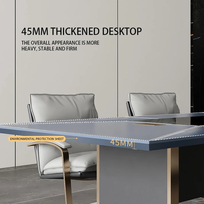 Shiluofeidi large conference table long table leather conference room table and chair combination rectangular light luxury meeti