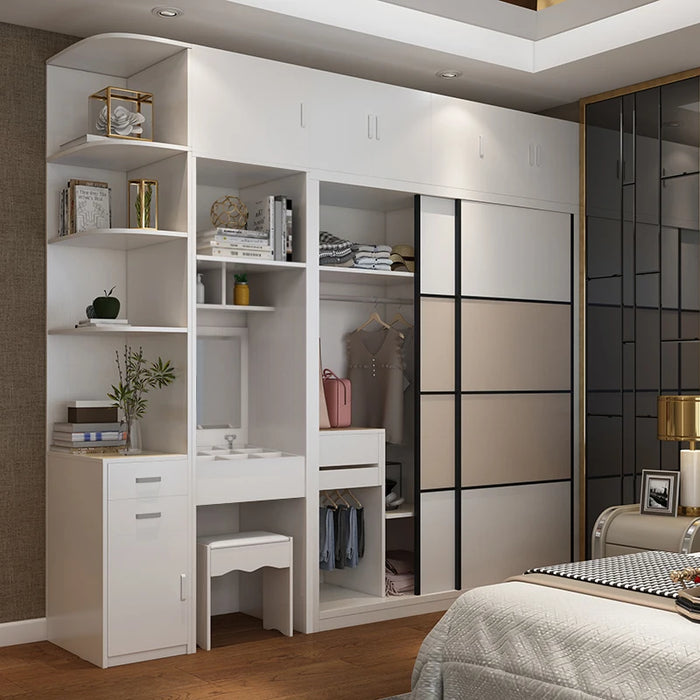 Nordic solid wood wardrobe modern minimalist sliding door overall door shift custom economy bedroom home sliding door cabinet