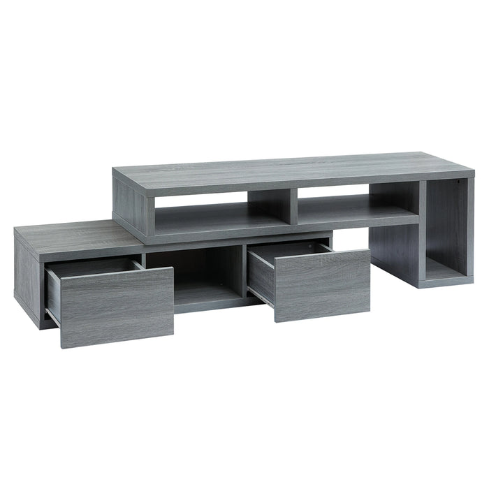 TV Cabinet 54-83x15.4x18Inch Adjustable TV Stand Console Gray for TV\'s Up to 65"[US-W]