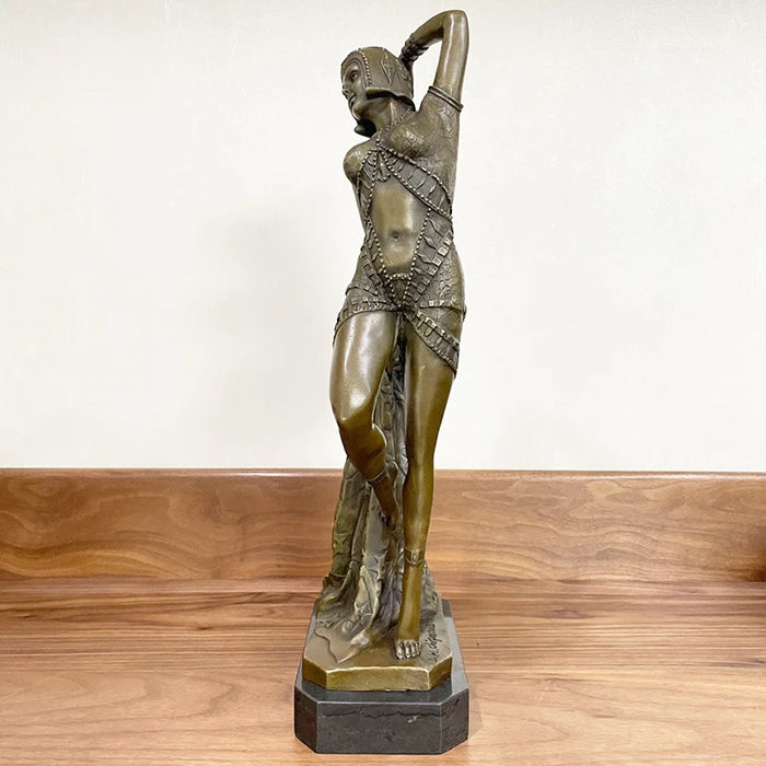 17Inch Bronze Sexy Woman Statue Dance Egypt Female Bronze Sculpture Casting Art Crafts For Home Decoration Interior Ornament