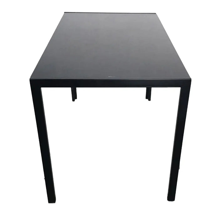 Dinning Table Set  Tempered Glass & Iron Dinning Table 4pcs Elegant Assembled Stripping Texture High Backrest Dining Chairs
