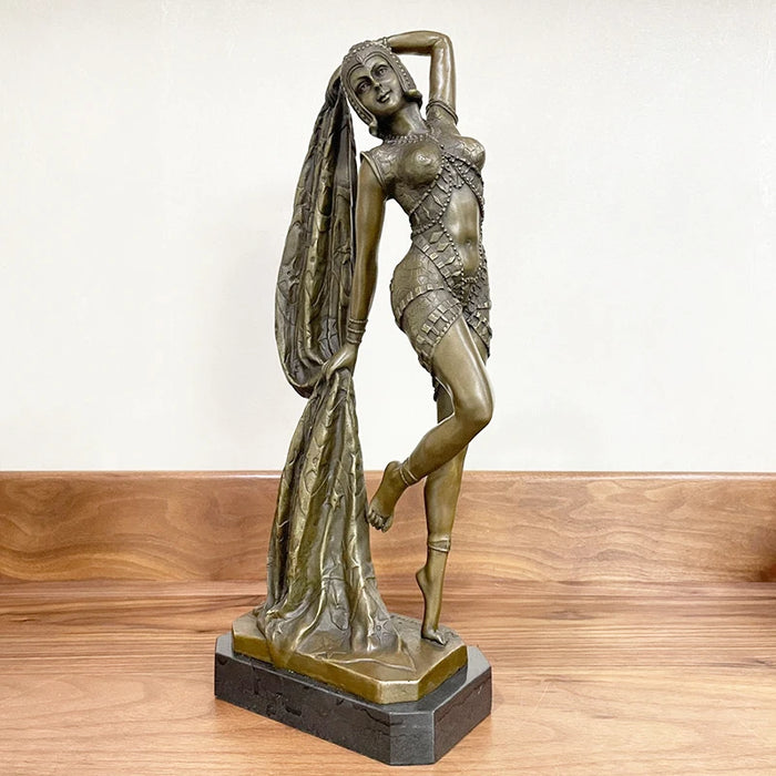 17Inch Bronze Sexy Woman Statue Dance Egypt Female Bronze Sculpture Casting Art Crafts For Home Decoration Interior Ornament