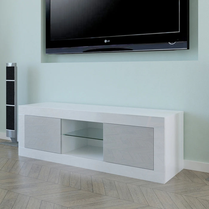 LED Two Door Modern LED TV Stand Cabinet Living Room Furniture fit for up to  High Capacity TV Console for Living Room