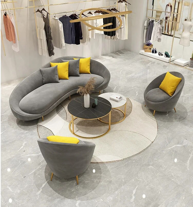 Northern Europe beauty salon reception sofa arc simple modern special shape light luxury shop small sofa clothing shop net red