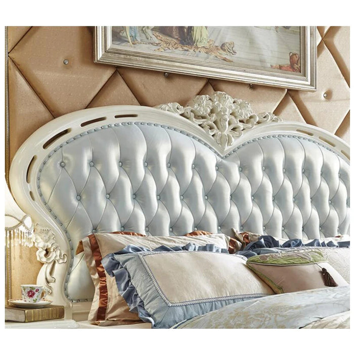 modern european solid wood bed 2 people Fashion Carved  leather  french bedroom furniture xhc0010