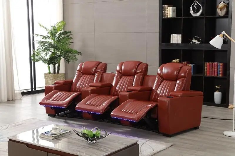 living room Sofa set диван мебель кровать muebles de sala  electric recliner genuine leather sofa cama puff asiento sala 3 seat