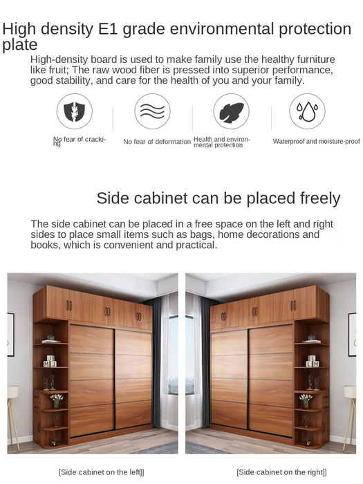 Sliding door wardrobe sliding door wooden wardrobe assembly bedroom household locker